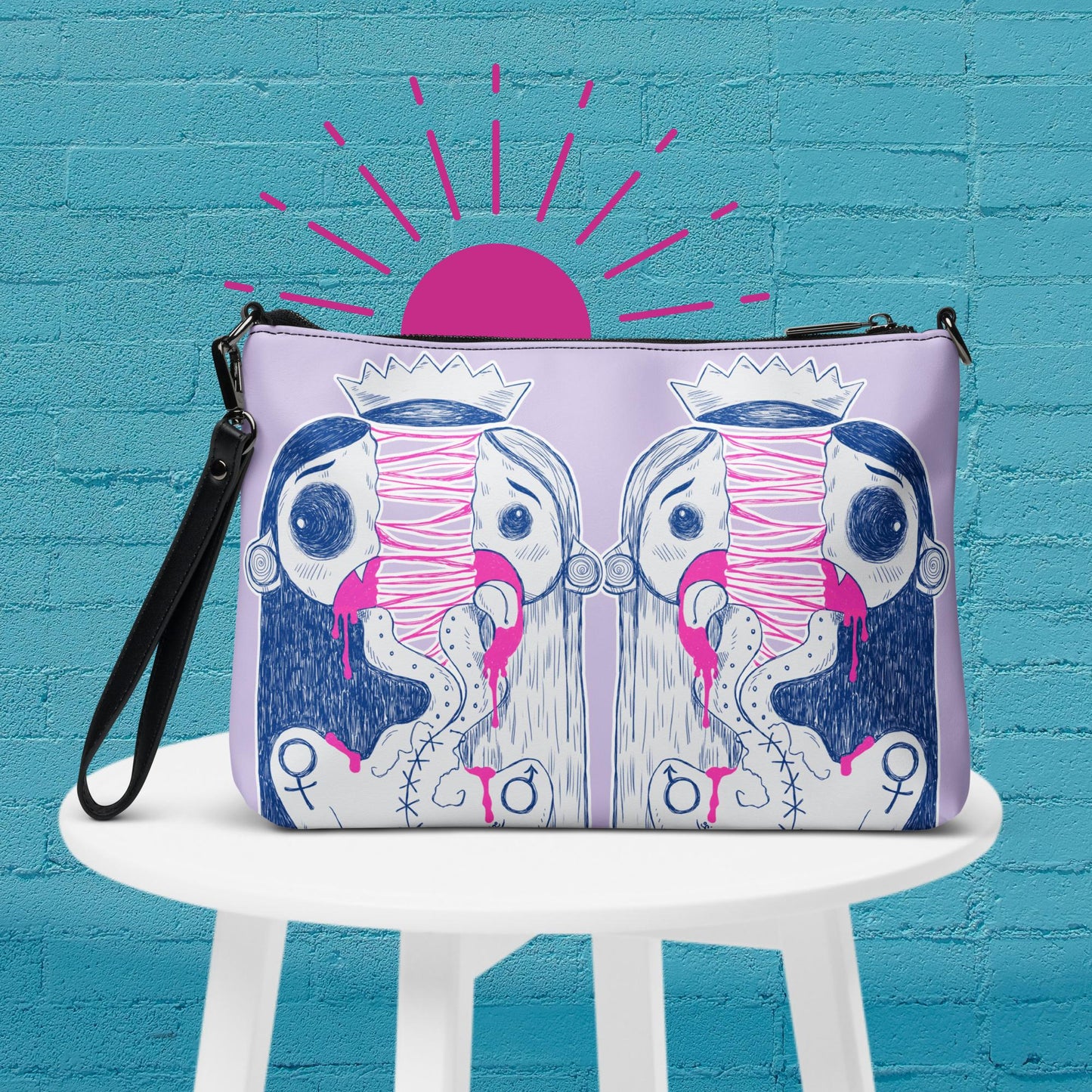 Split In Two Crossbody Bag - Aesthetic Gore and Queer Art