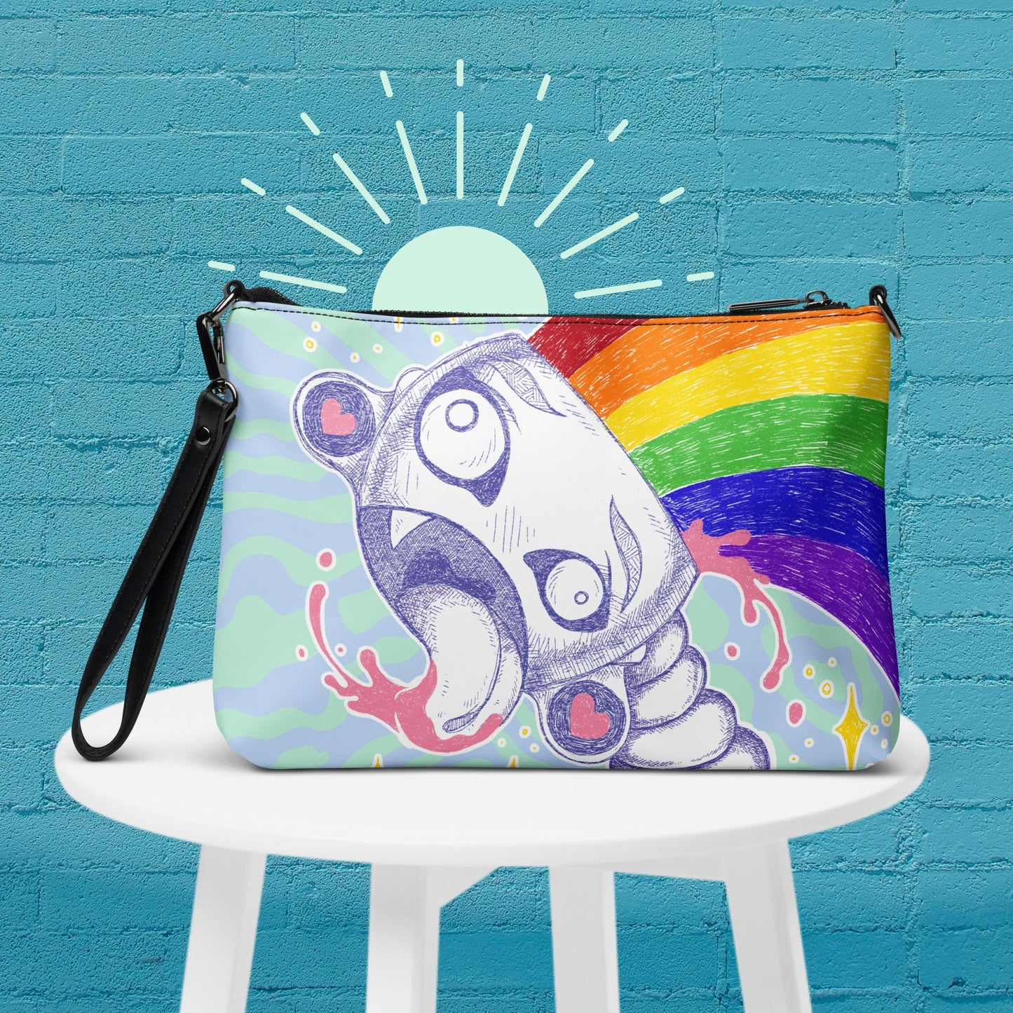 Radiant Rainbow Mind: Teal Crossbody Bag