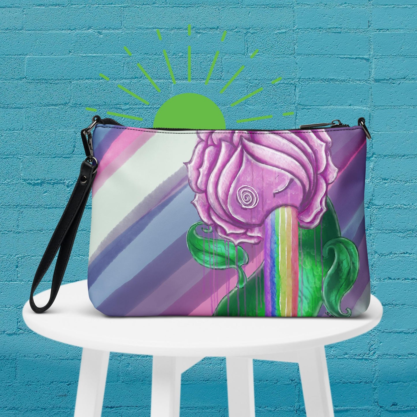 Pink Rainbow Rose Crossbody Bag - Aesthetic, LGBTQ Pride, and Queer Art ππΉ