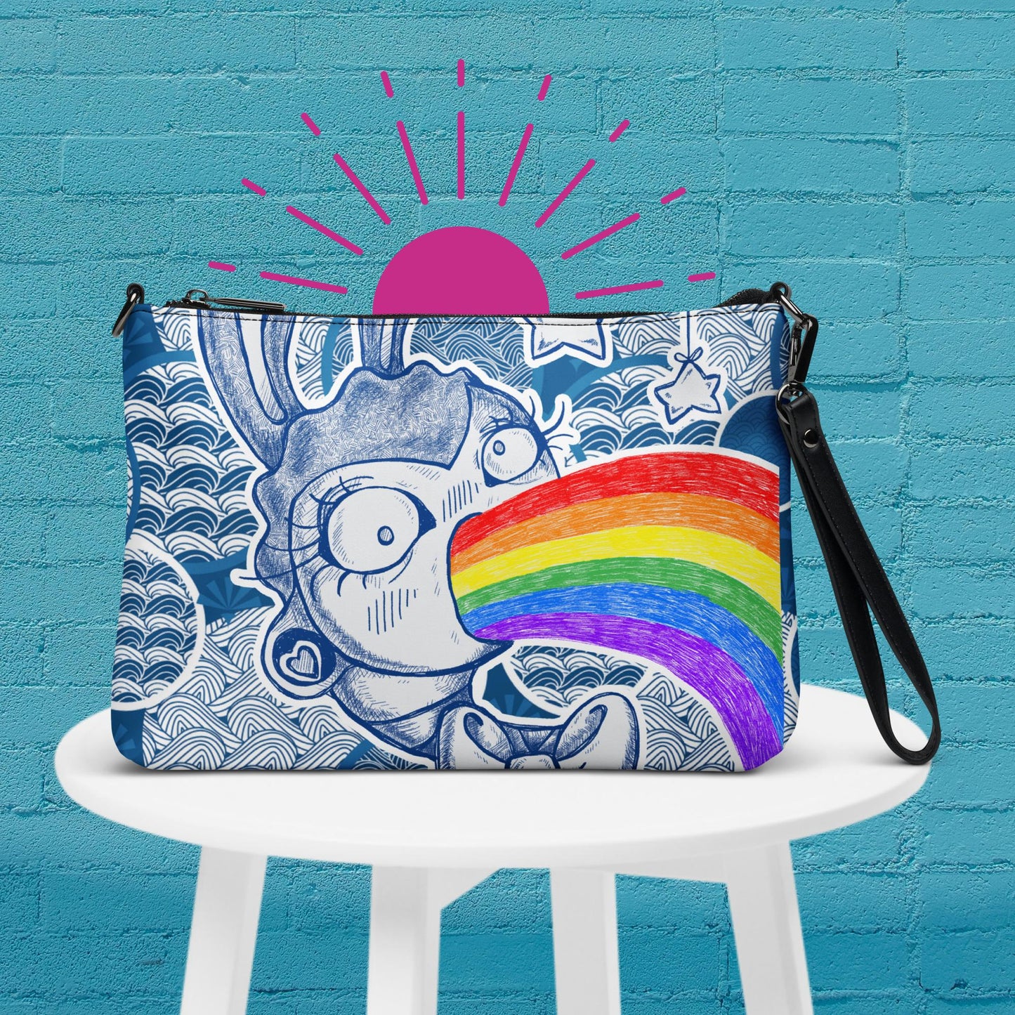 Bunny Vomiting Rainbows Crossbody Bag - A Colorful Queer Statement Piece