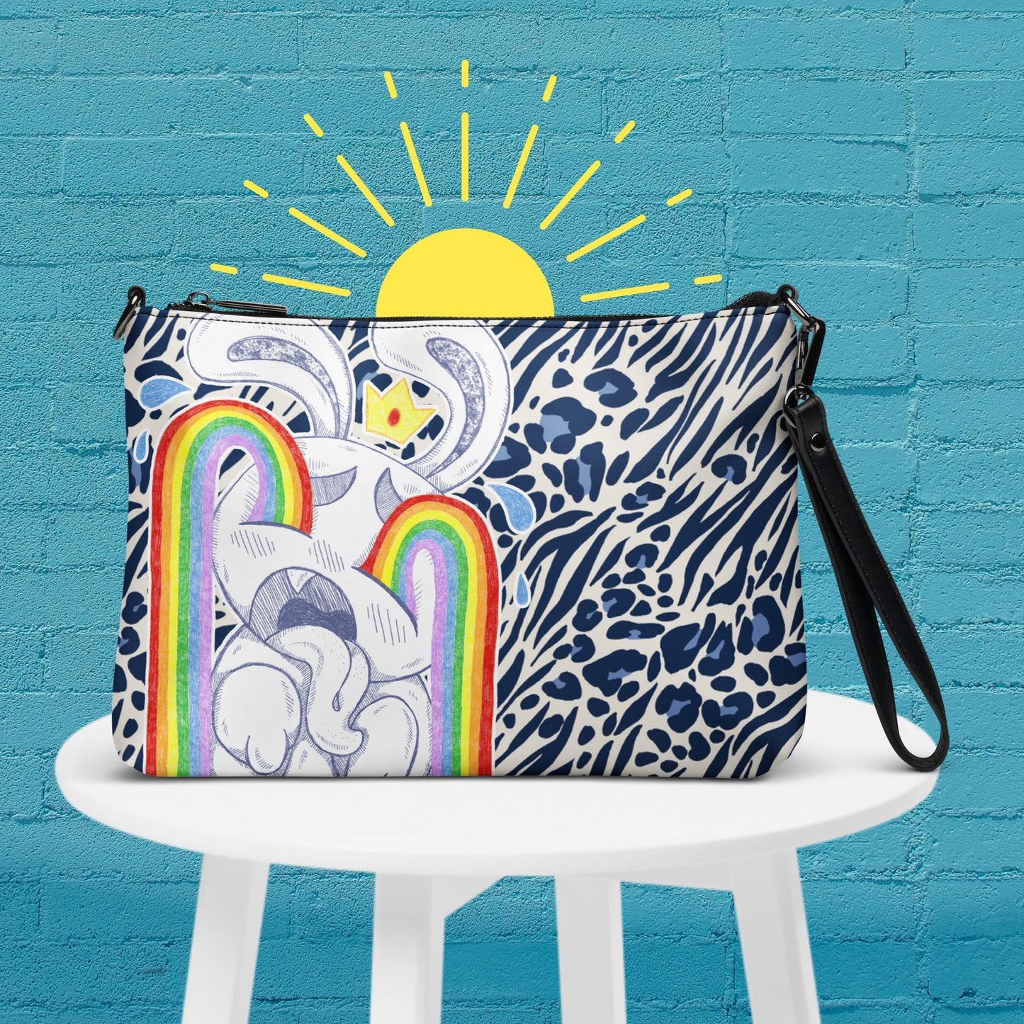 Bunny Crying Rainbows Crossbody Bag - LGBTQ Pride and Queer Culture