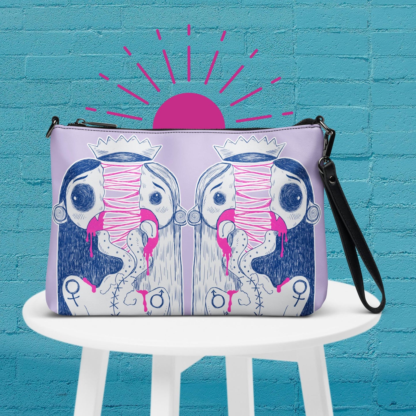 Split In Two Crossbody Bag - Aesthetic Gore and Queer Art
