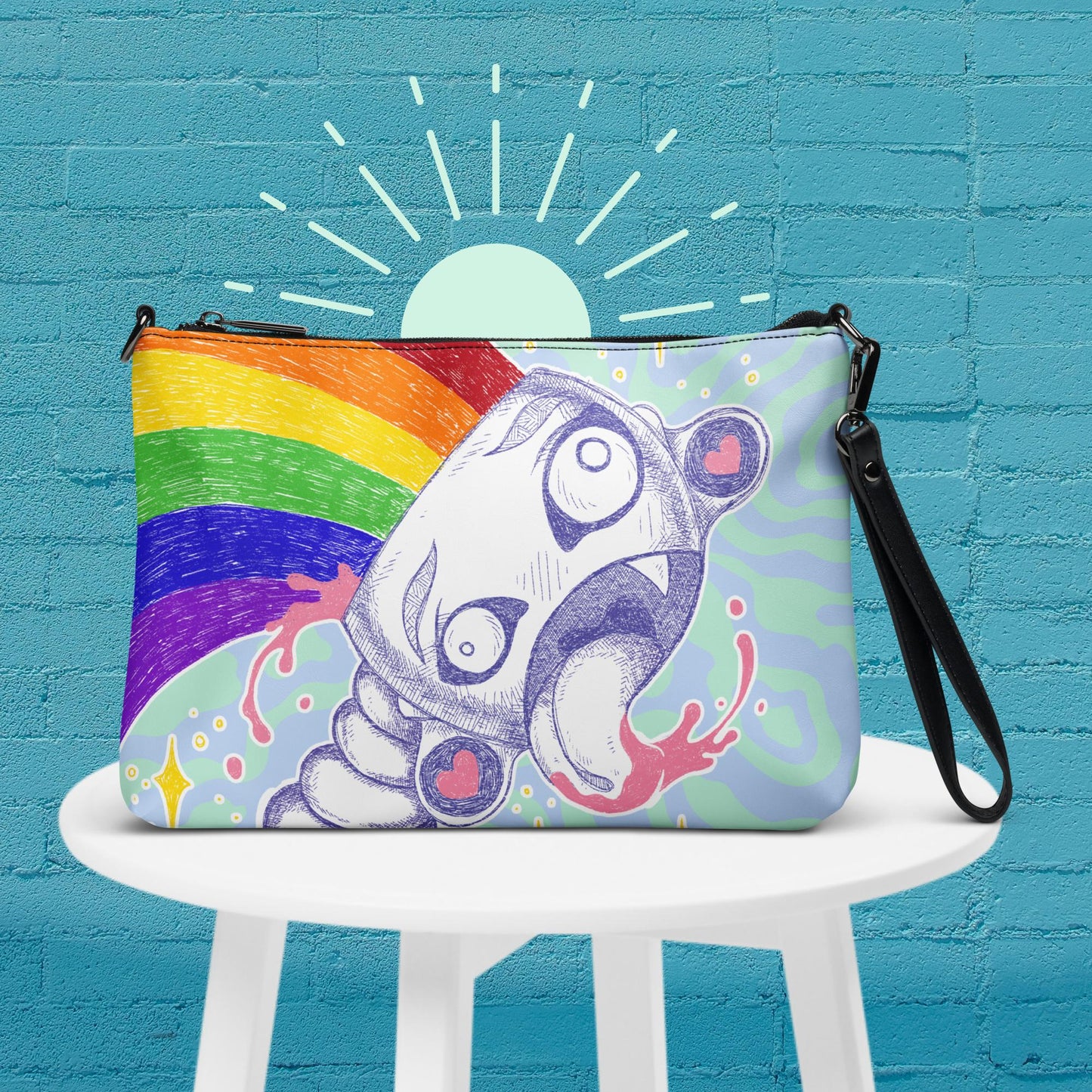 Radiant Rainbow Mind: Teal Crossbody Bag