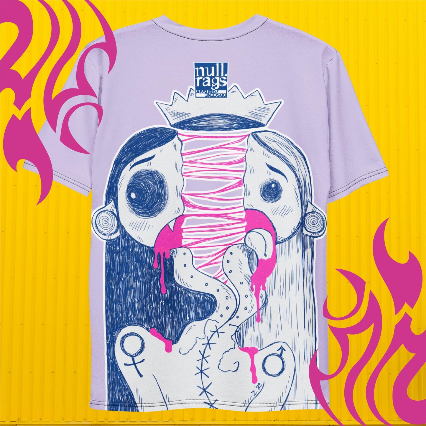 Mesmerizing Lavender Split in Two Tee - Art with a Split-Personality Twist!