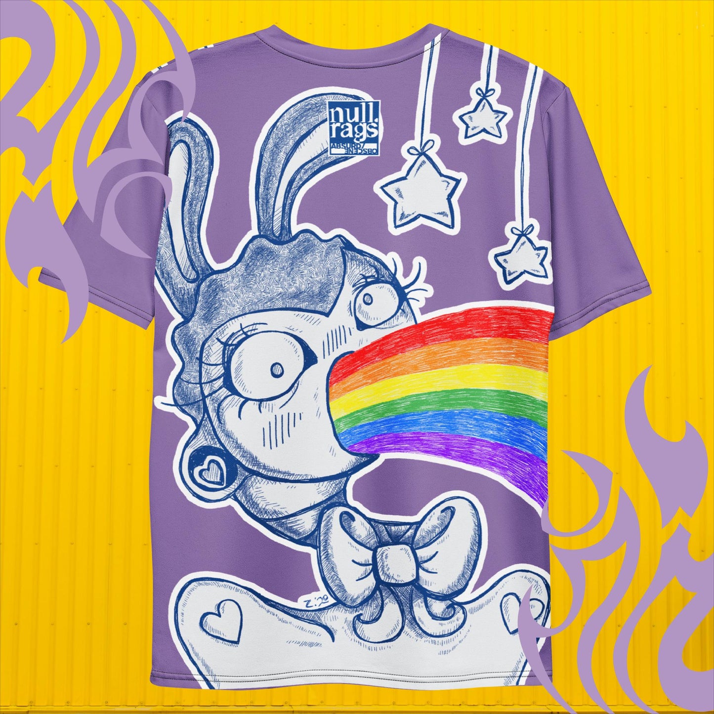 Light Purple & Rainbow Bunny Vomit T-Shirt - Unconventional Expression