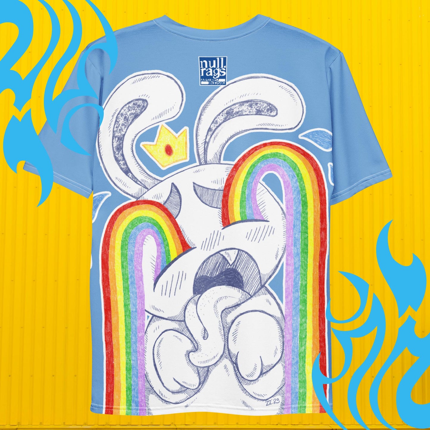 Nu Skool Rainbow Crying Bunny All-Over Print Unisex T-Shirt | Queer Owned