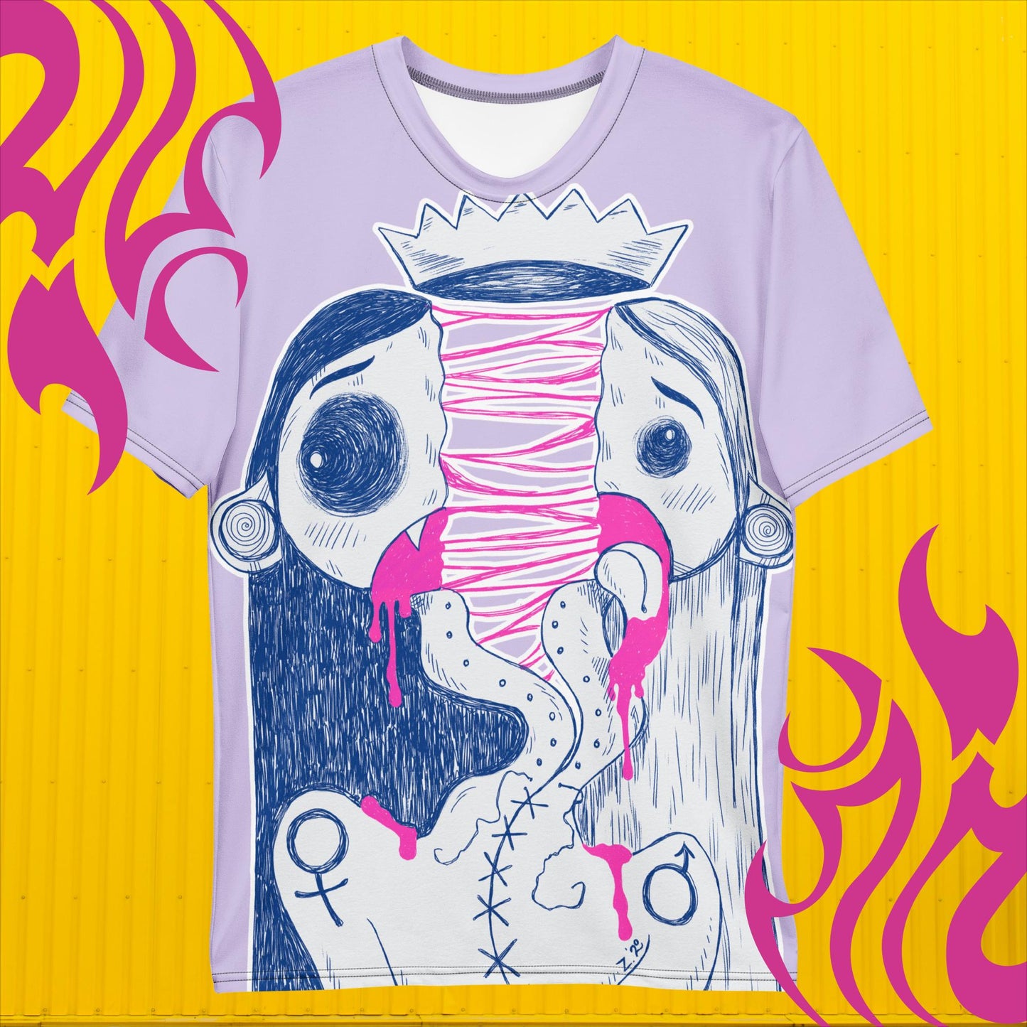 Mesmerizing Lavender Split in Two Tee - Art with a Split-Personality Twist!