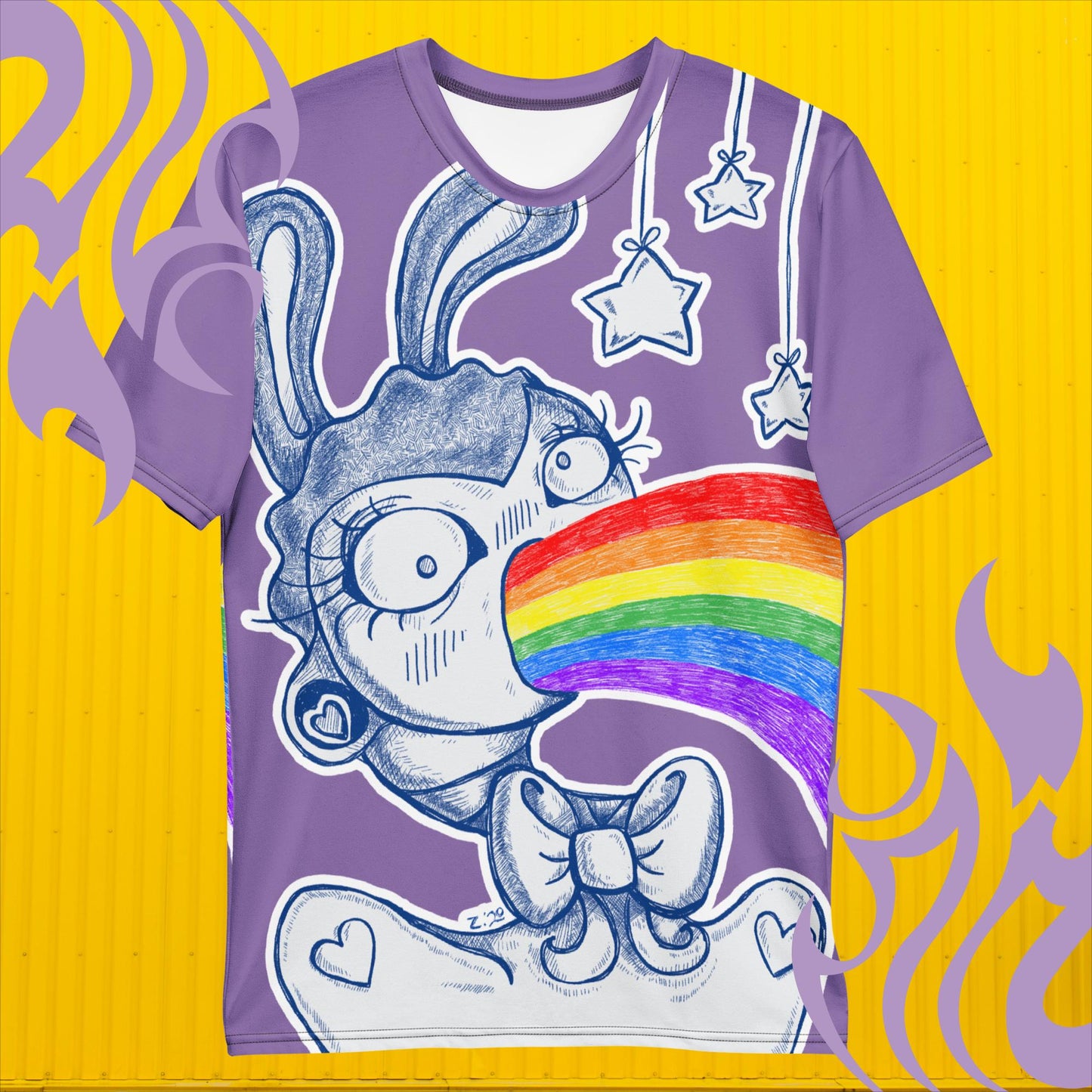 Light Purple & Rainbow Bunny Vomit T-Shirt - Unconventional Expression