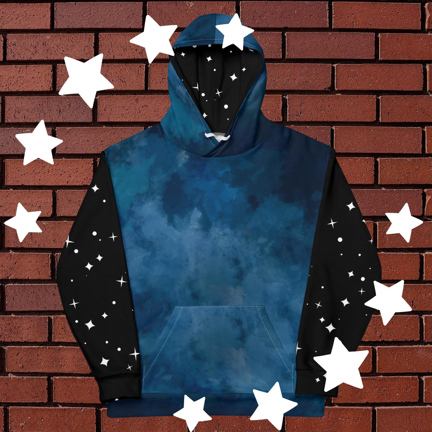 Blue and Black Cartoon Kitty Hoodie - LGBTQ Pride, Unisex Fit