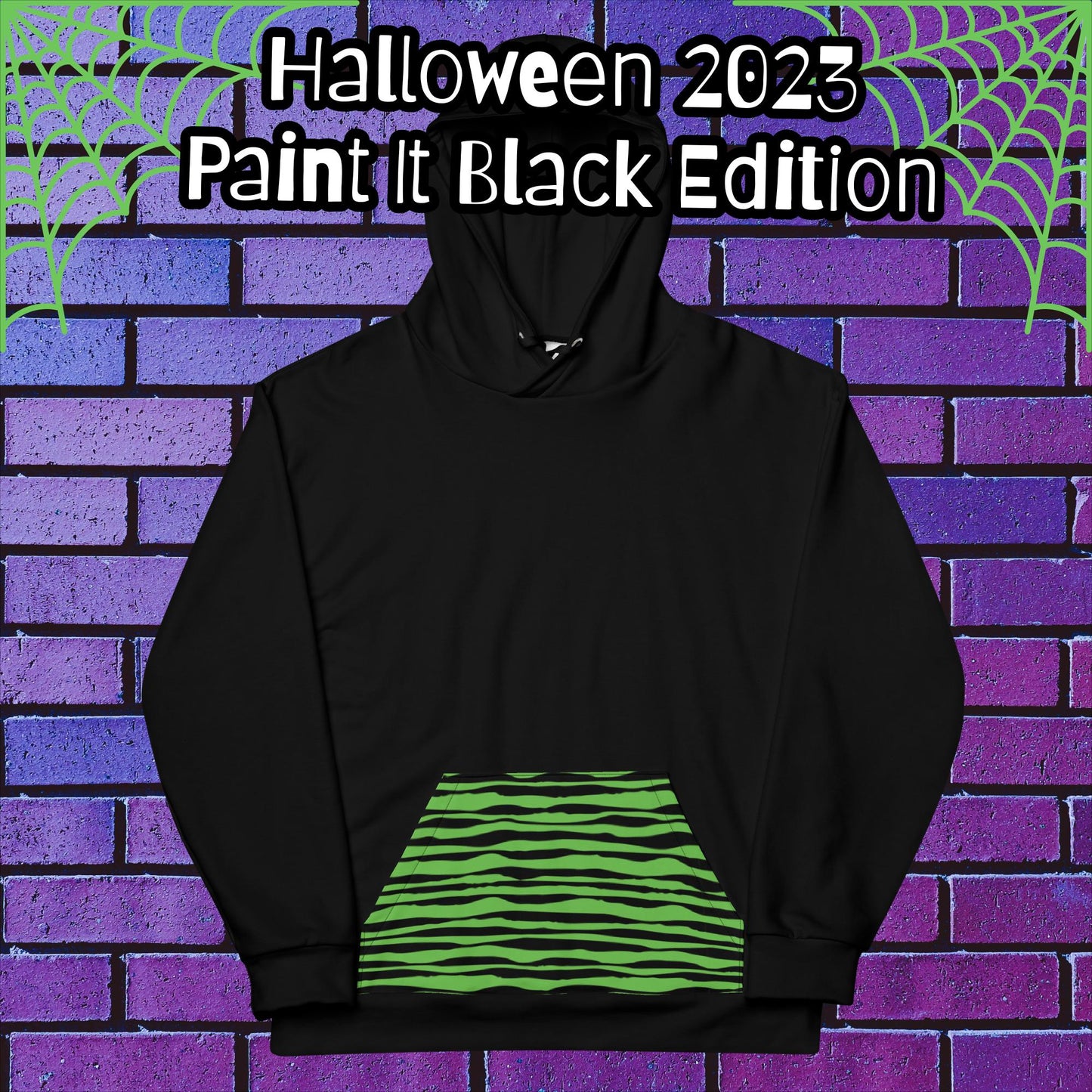 Halloween 2023 "Paint it Black" Edition - Green Goo Teddy Hoodie - Queer Artist, Creepy Cute, Unique Art