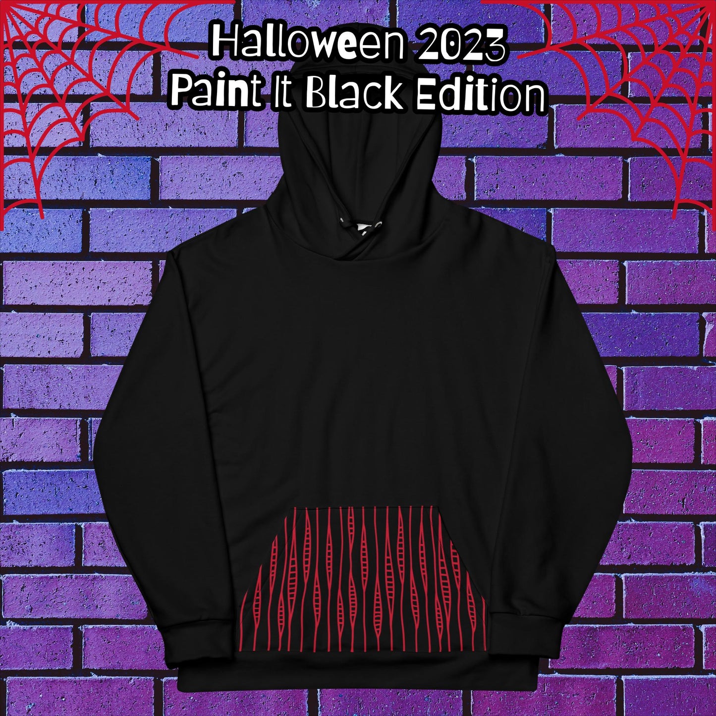 Halloween 2023 "Paint it Black" (Red) Edition - Split In Two Hoodie - Queer Art, Alt Culture, Creepy Cute