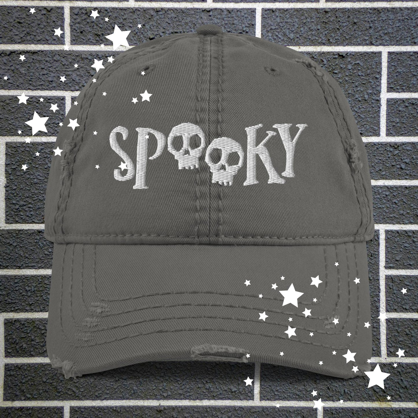 Charmingly Creepy: 'Spooky' Dad Hat with Adorable Skull Accents