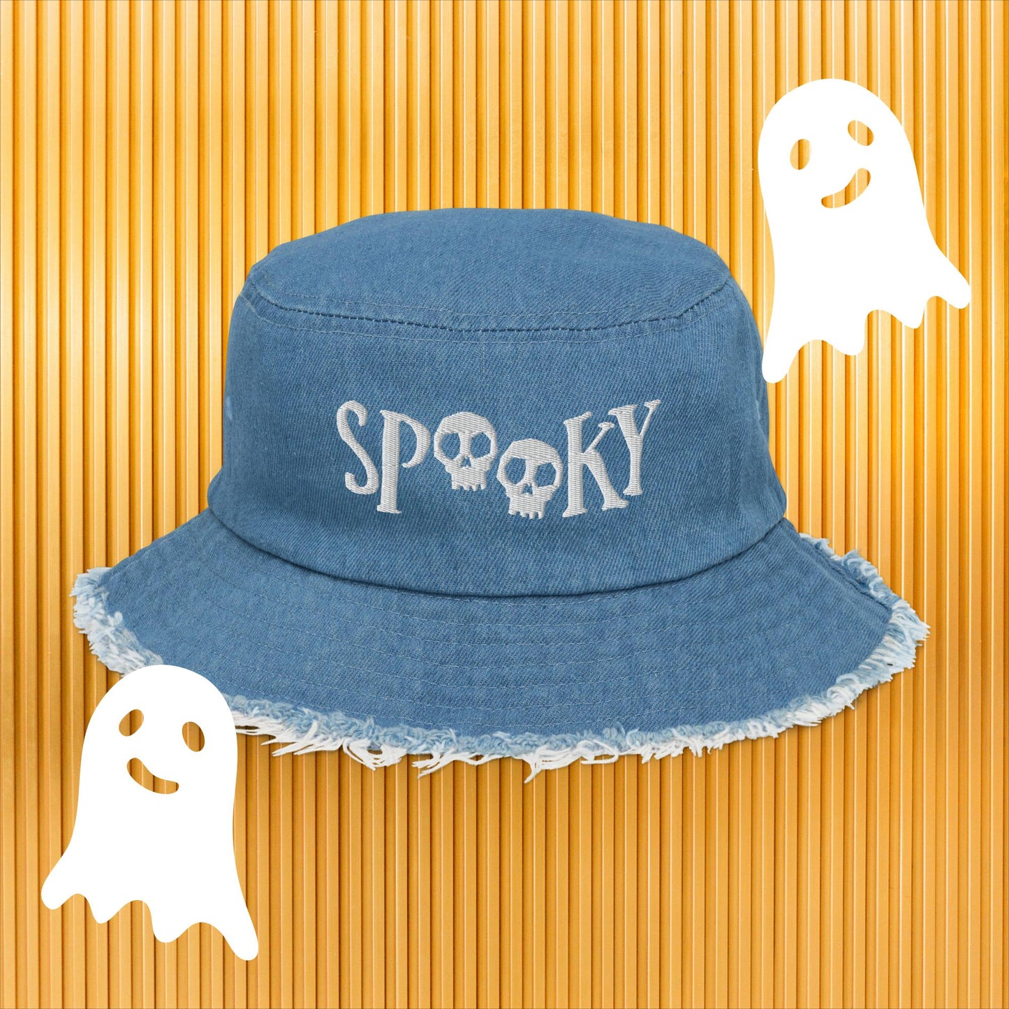 Charmingly Creepy: 'Spooky' Bucket Hat with Adorable Skull Accents