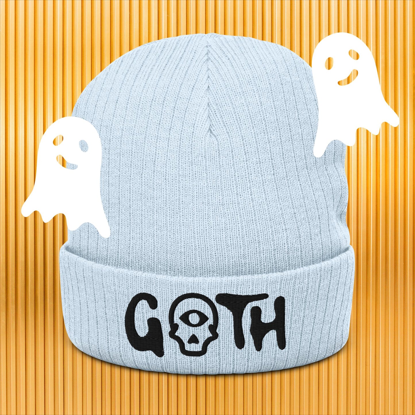 GOTH Embroidered Ribbed Knit Beanie: Embrace Your Dark Side in Style