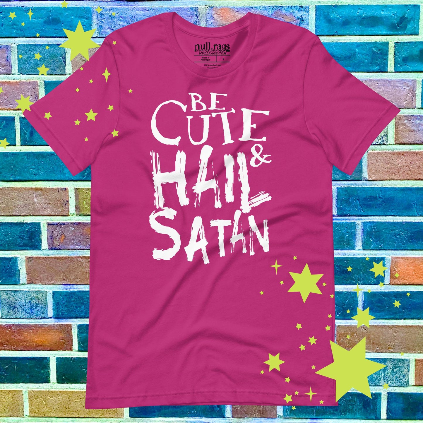 Be Cute & Hail Satan Unisex T-Shirt - Rebellious Punk Style with Extended Sizes (XS-5XL)