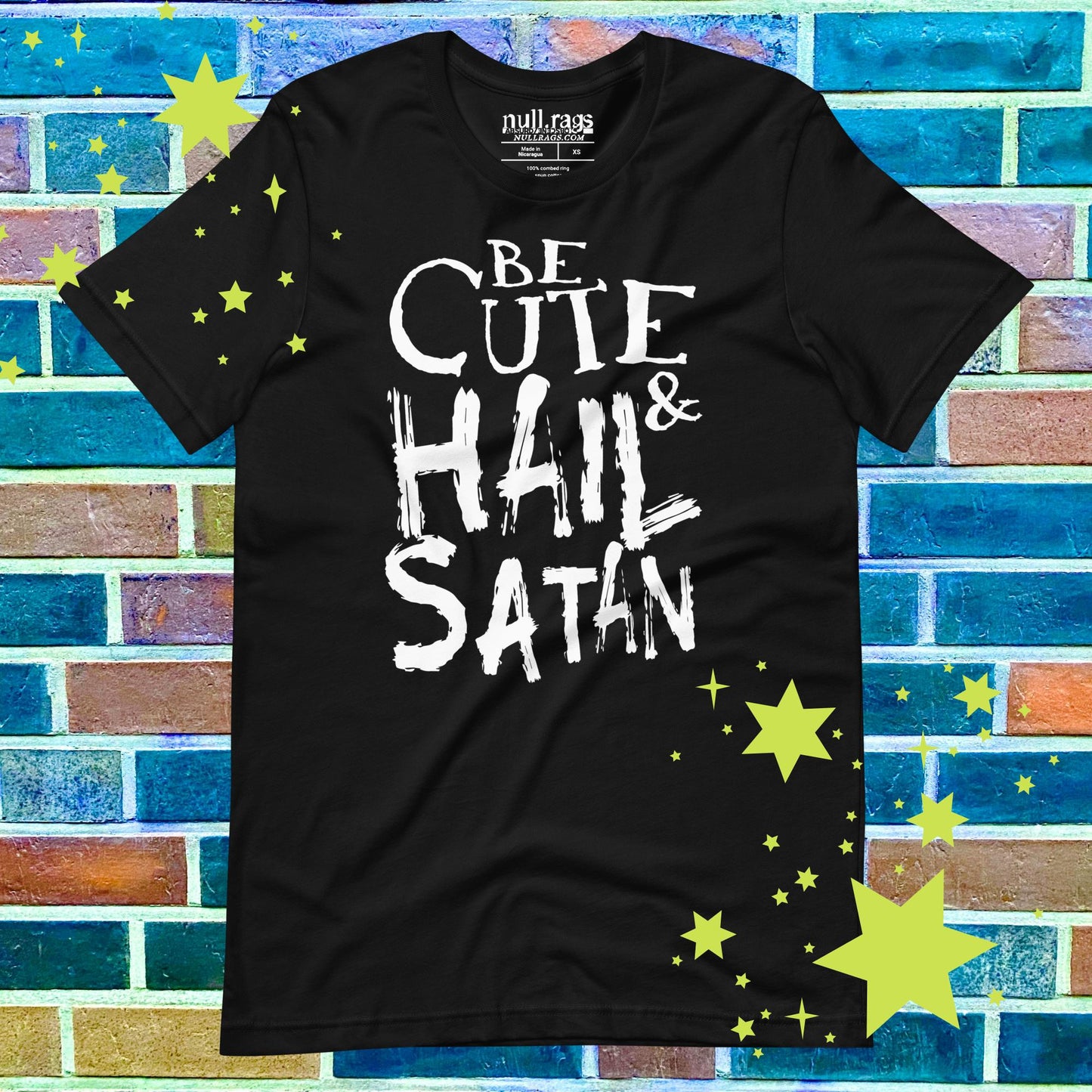 Be Cute & Hail Satan Unisex T-Shirt - Rebellious Punk Style with Extended Sizes (XS-5XL)