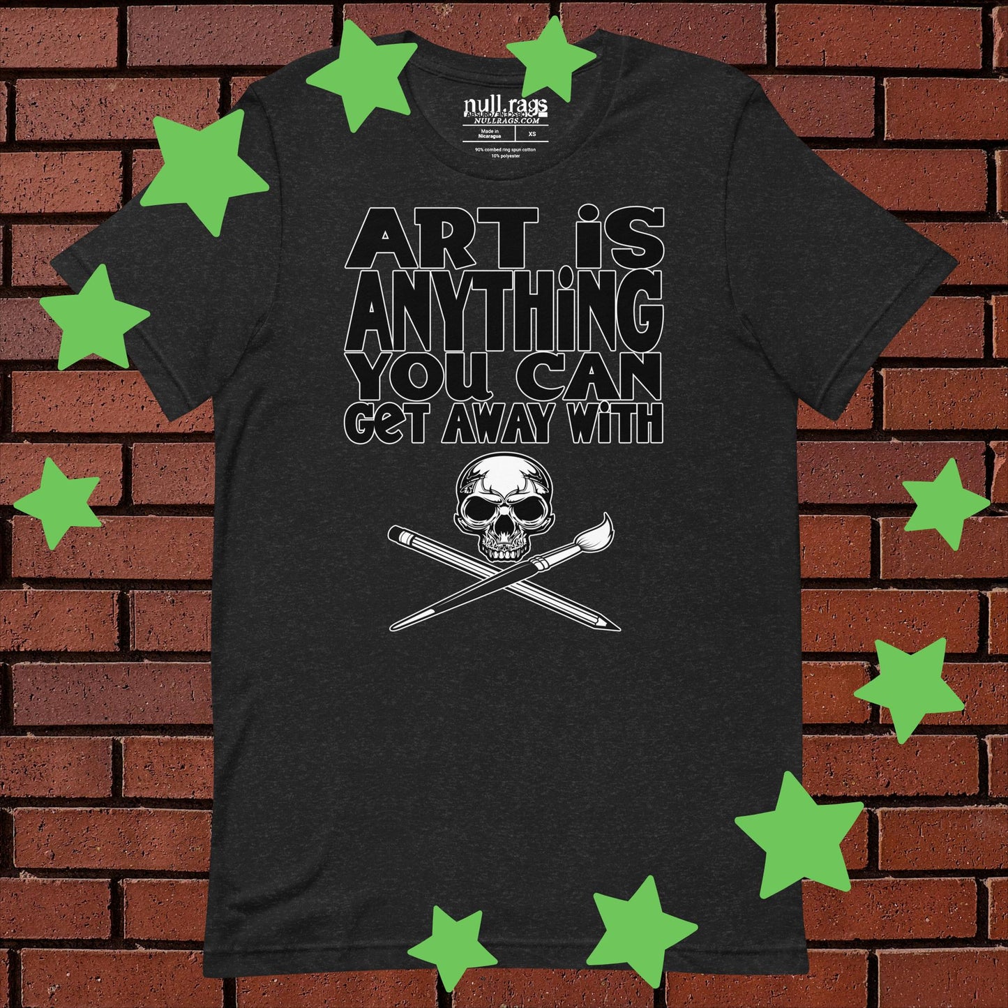 Skull & Crossed Paint Brushes Unisex T-shirt: Artistic Rebellion