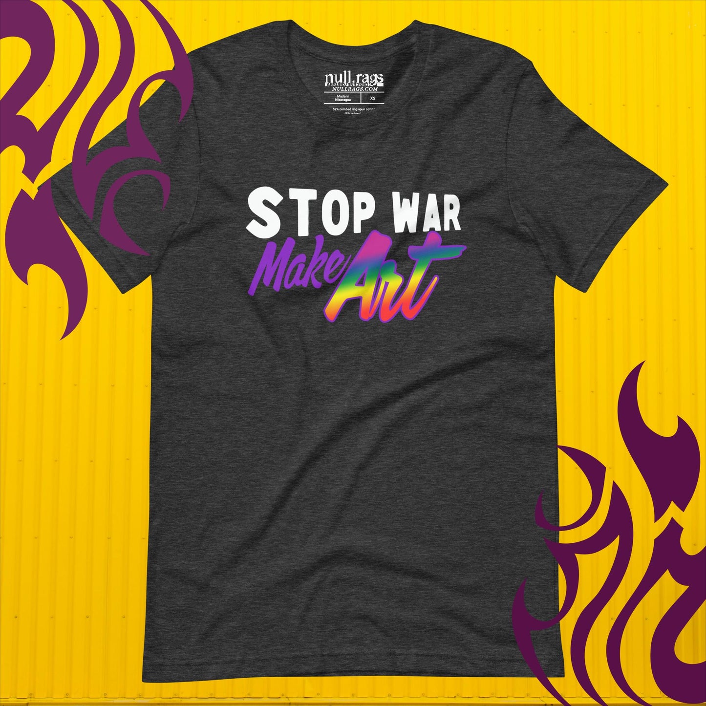 Rainbow Statement Unisex Tee: Stop War, Make Art!