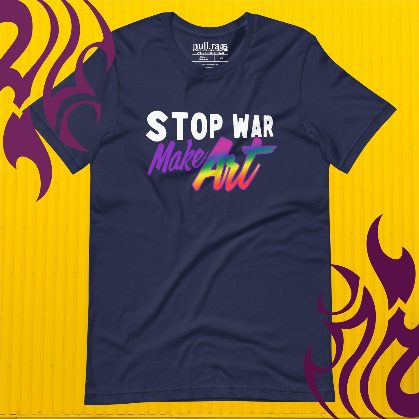 Rainbow Statement Unisex Tee: Stop War, Make Art!