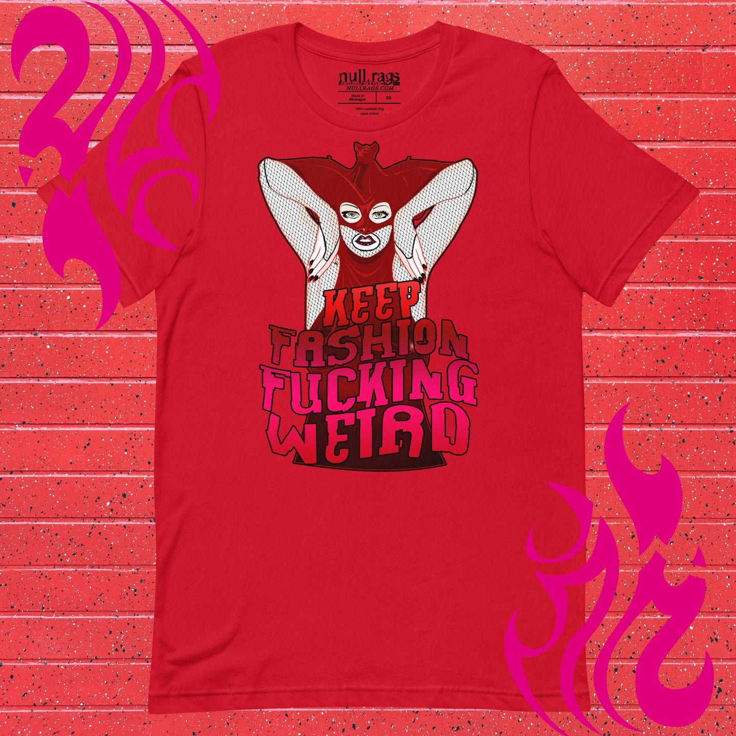 Eccentric Elegance: 'Keep Fashion F*cking Weird' Unisex Tee in Red and Black