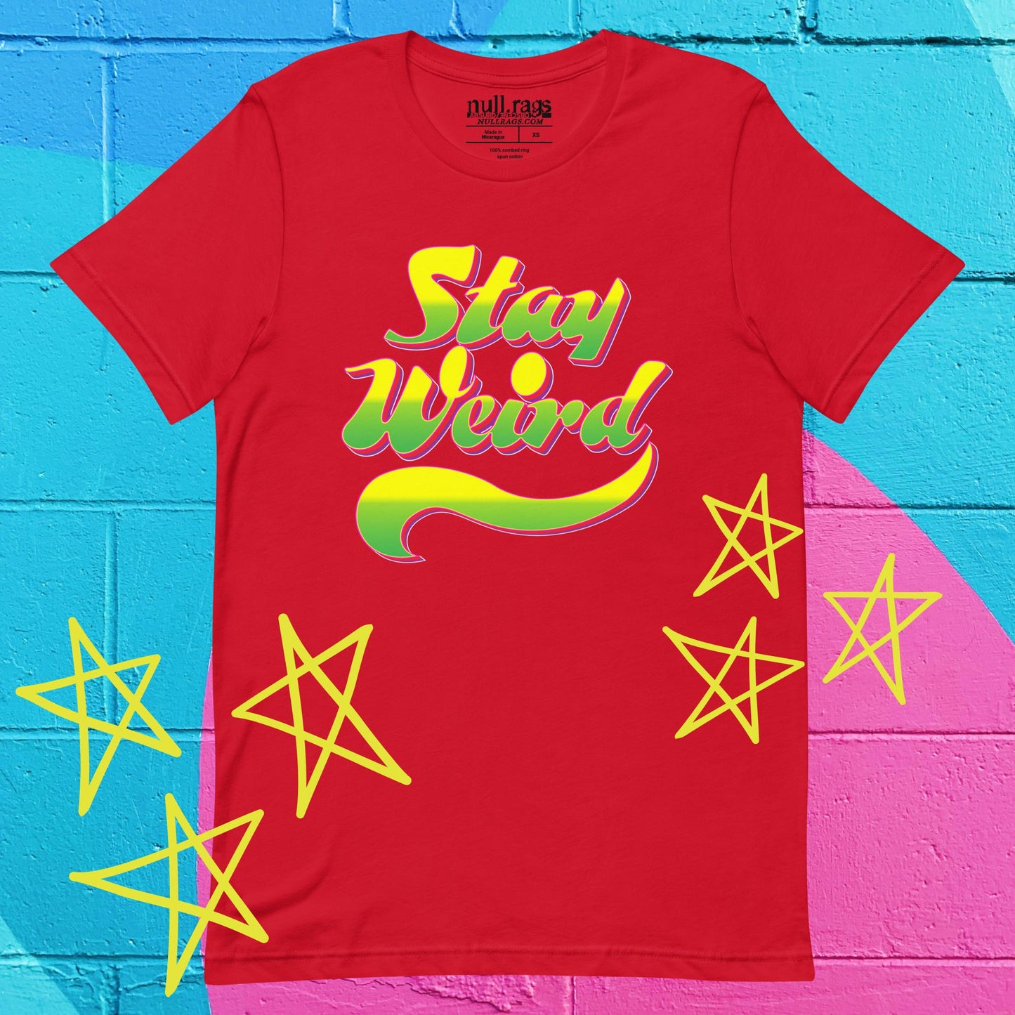Embrace Eccentricity: 'Stay Weird' Green and Yellow Unisex Tee