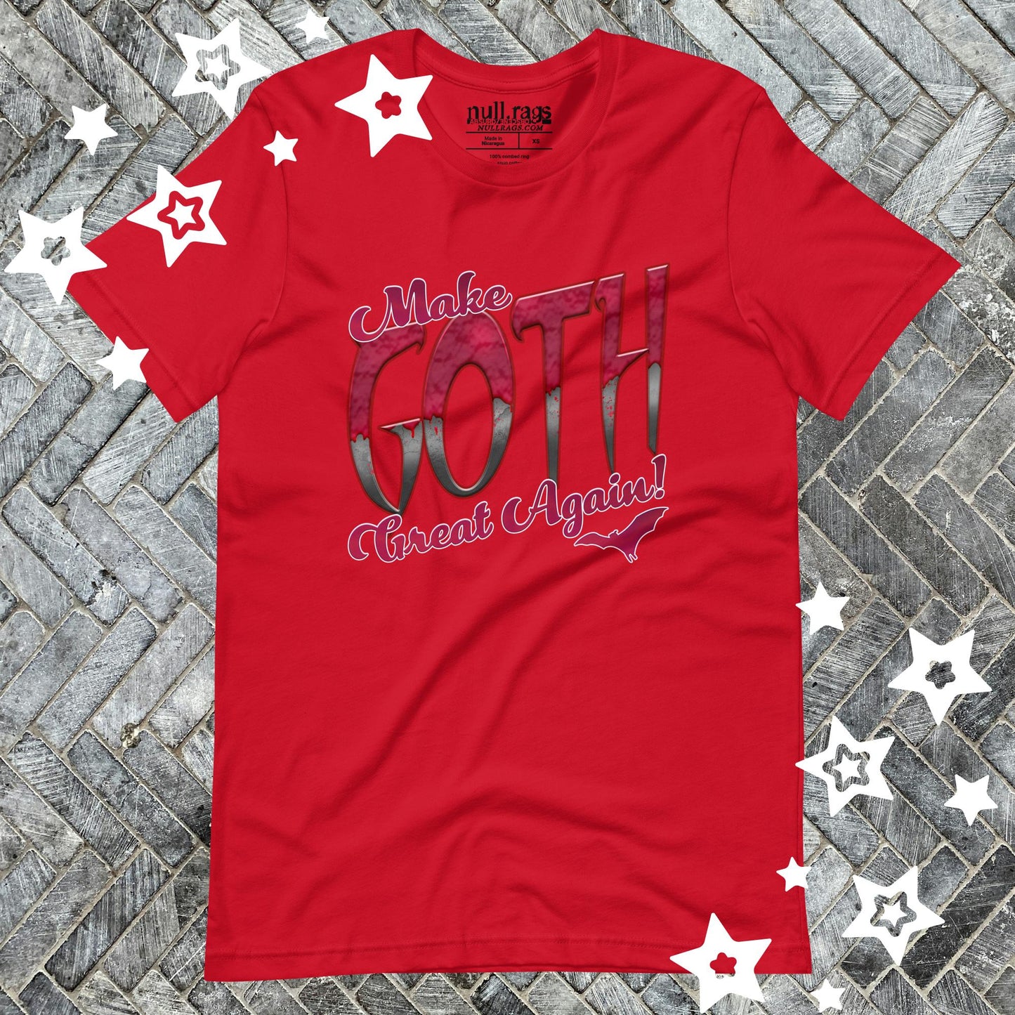 Revive Gothic Splendor: 'Make Goth Great Again' Red and Black UnisexTee