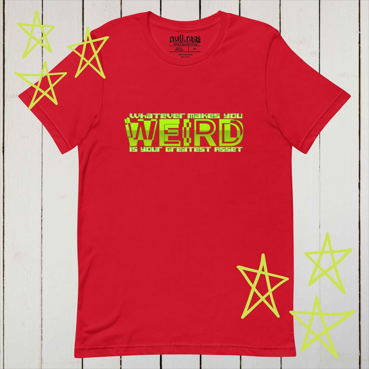 Celebrate Your Quirkiness: 'Whatever Makes You Weird Is Your Greatest Asset' Unisex Tee in Vibrant Green