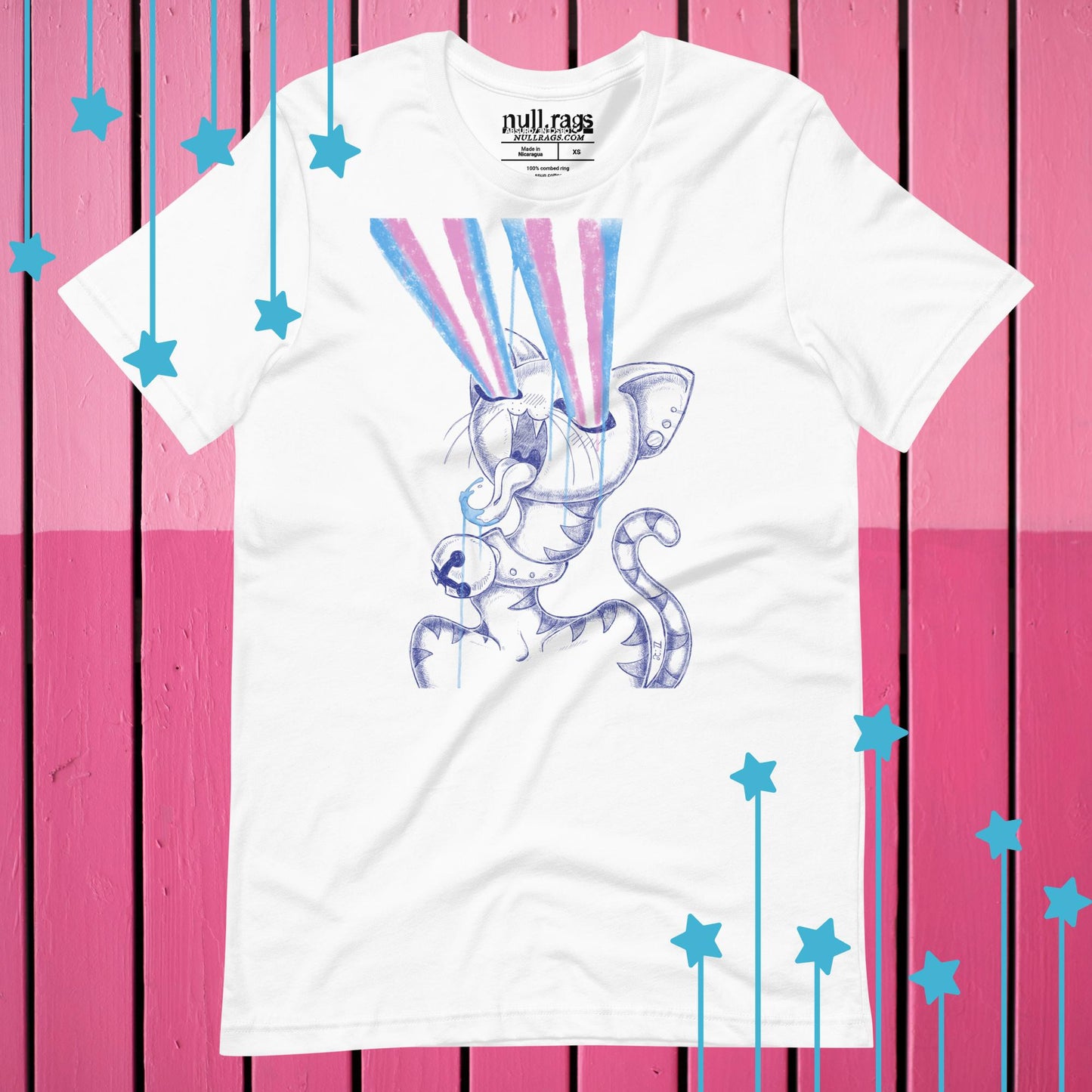 Cat with Transgender Laser Eyes Unisex T-shirt - Proud and Playful