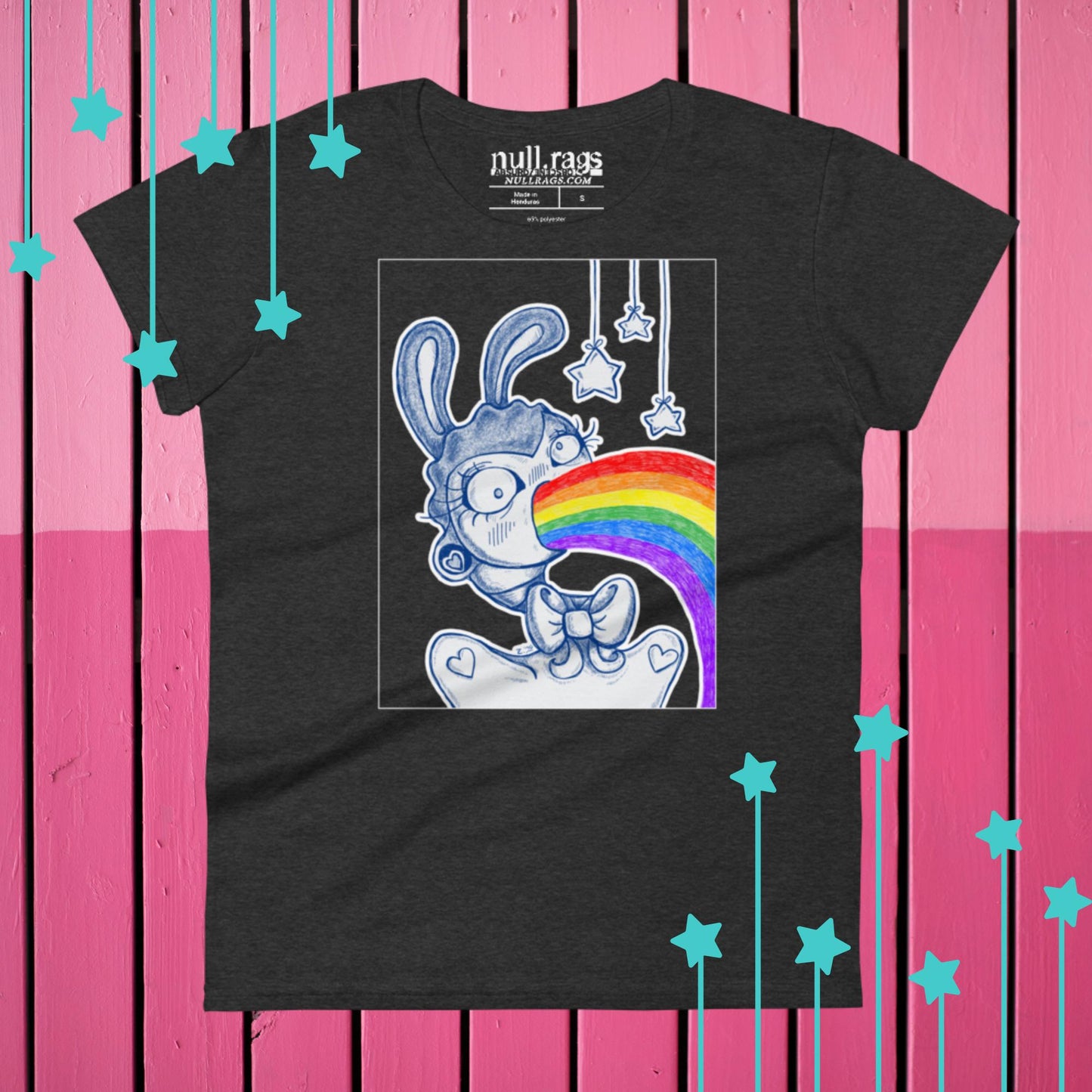 Rainbow Vomit Rabbit T-shirt - A Splash of Colorful Quirkiness!