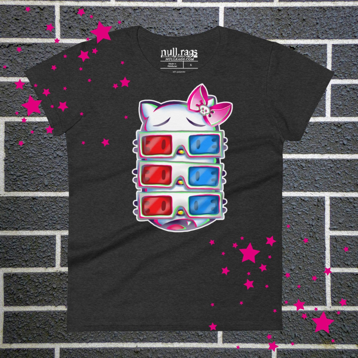 3D Kitty Cat Femme Fit T-shirt - Embrace the Alt Culture and Retro Vibes