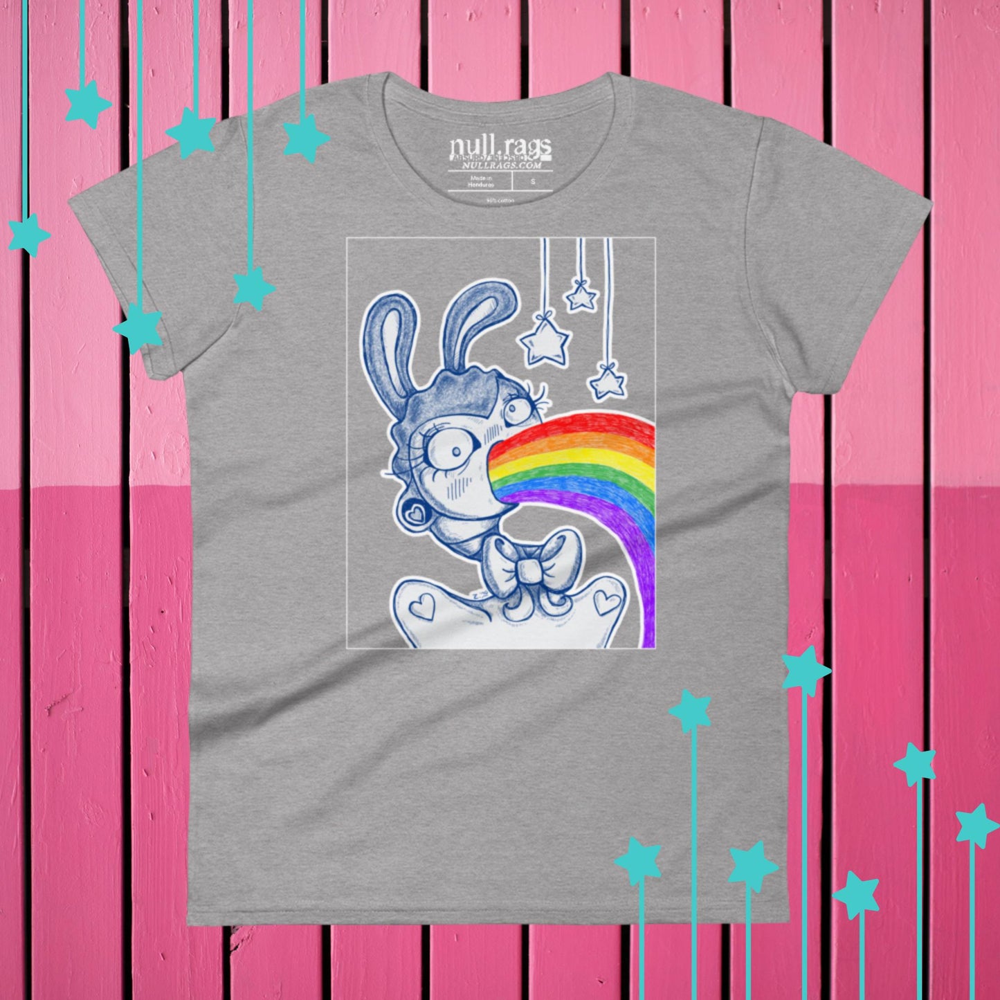 Rainbow Vomit Rabbit T-shirt - A Splash of Colorful Quirkiness!