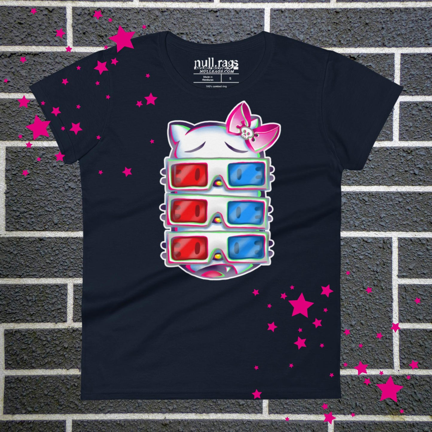 3D Kitty Cat Femme Fit T-shirt - Embrace the Alt Culture and Retro Vibes