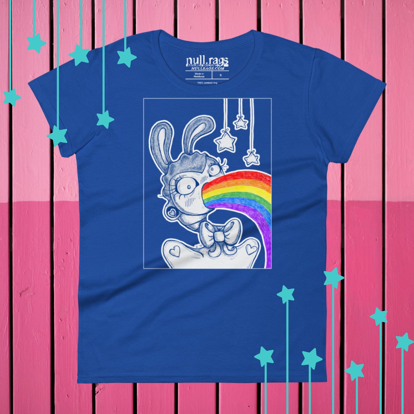 Rainbow Vomit Rabbit T-shirt - A Splash of Colorful Quirkiness!
