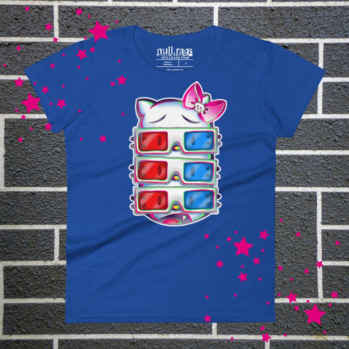 3D Kitty Cat Femme Fit T-shirt - Embrace the Alt Culture and Retro Vibes
