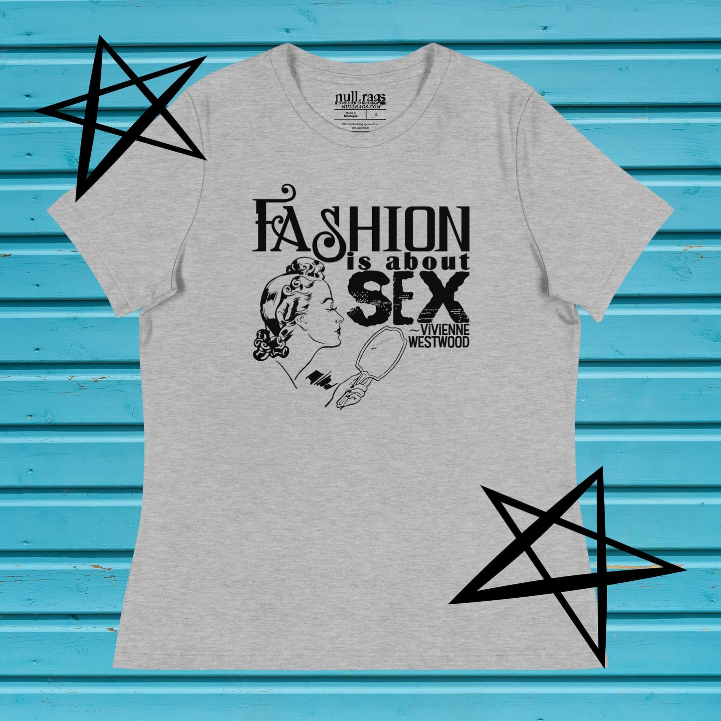 "Fashion Is About Sex" Femme Fit T-Shirt – Vivienne Westwood Quote, Queer-Owned, Punk Design, Sizes Up to 3XL