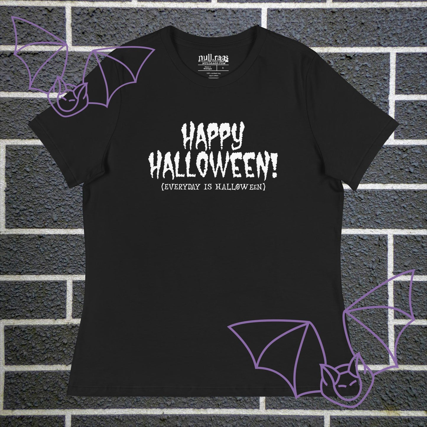 Spooktacular Style: 'Happy Halloween (Everyday is Halloween)' Femme Fit Tee - Embrace the Haunting Vibes
