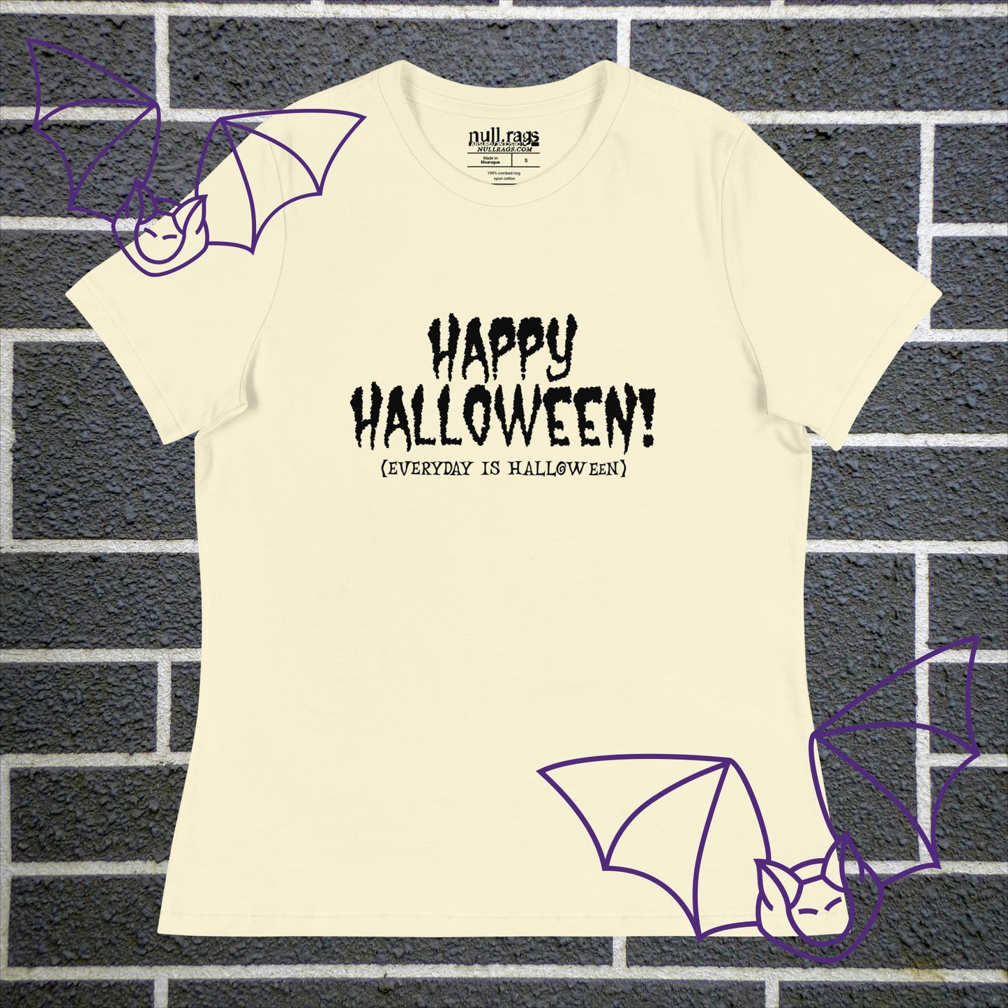 Spooktacular Style: 'Happy Halloween (Everyday is Halloween)' Femme Fit Tee - Embrace the Haunting Vibes