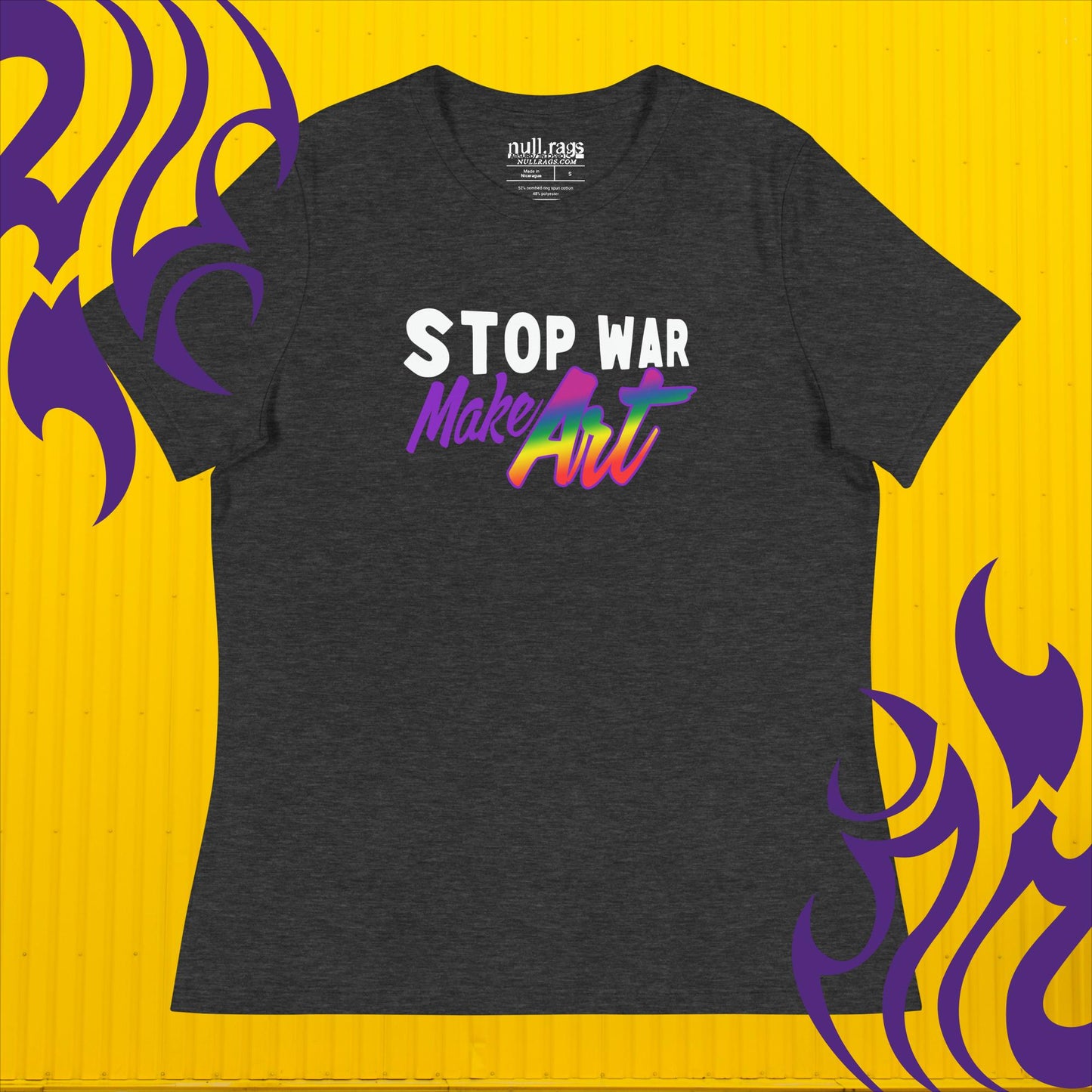Rainbow Statement Femme Fit Tee: Stop War, Make Art!