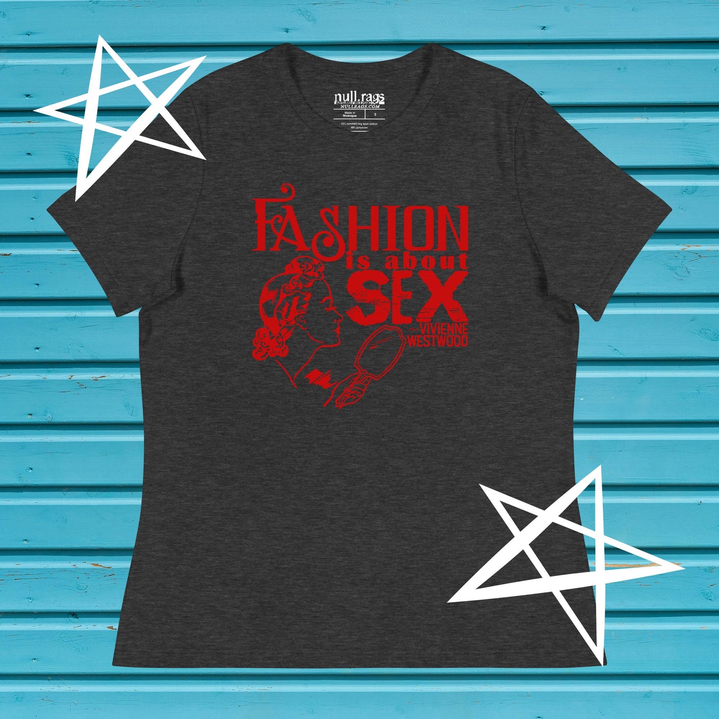 "Fashion Is About Sex" Femme Fit T-Shirt – Vivienne Westwood Quote, Queer-Owned, Punk Design, Sizes Up to 3XL