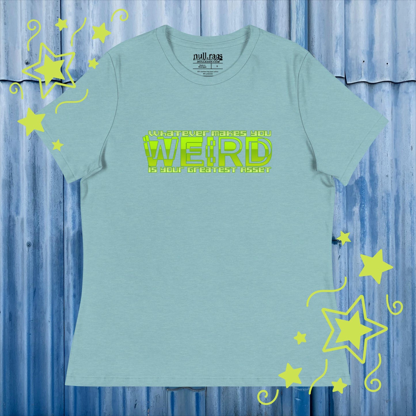 Celebrate Your Quirkiness: 'Whatever Makes You Weird Is Your Greatest Asset' Femme Fit Tee in Vibrant Green
