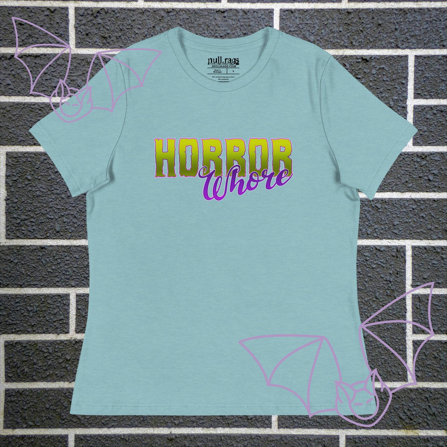 Embrace the Darkness: 'Horror Whore' Femme Fit Tee - Embody Spooky Chic