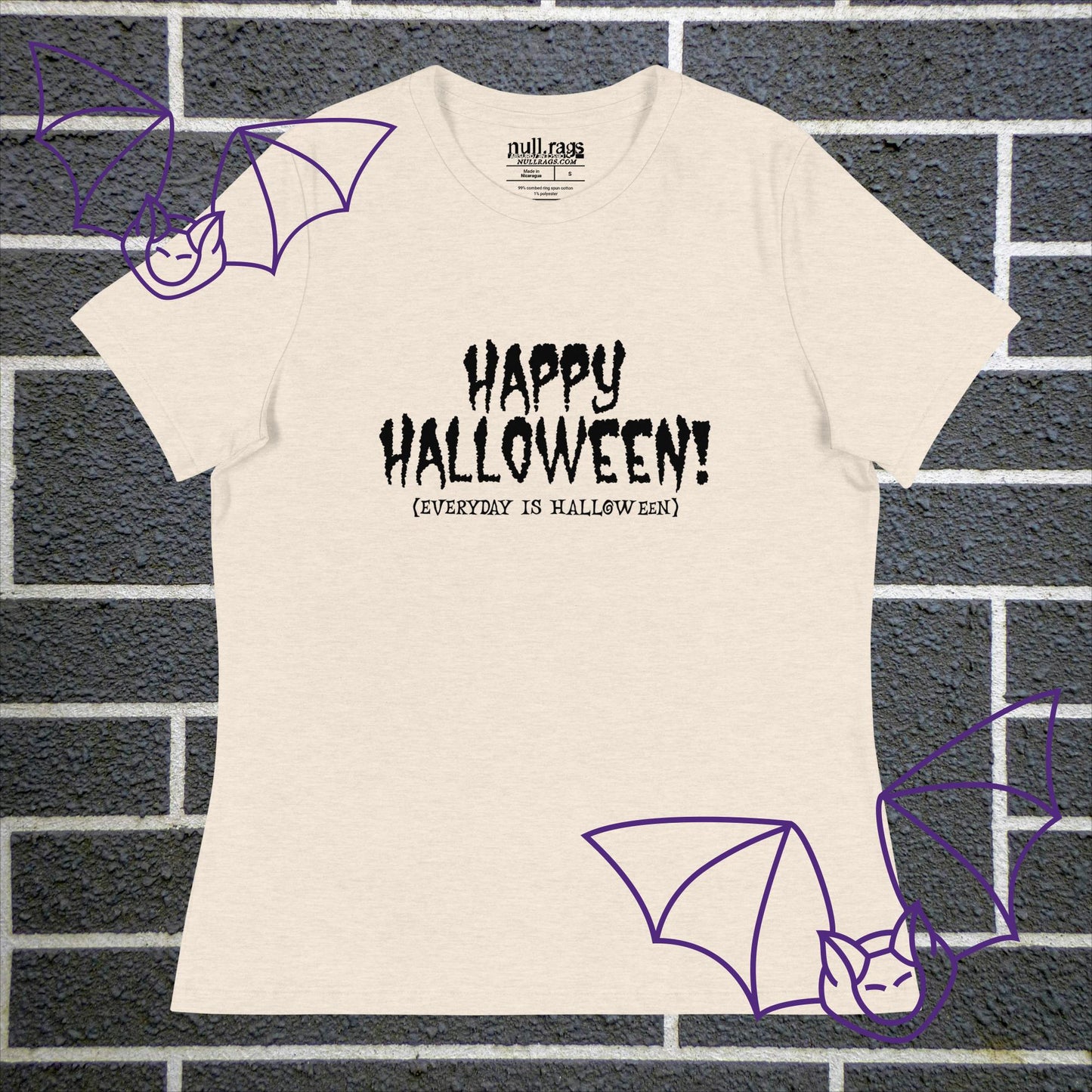 Spooktacular Style: 'Happy Halloween (Everyday is Halloween)' Femme Fit Tee - Embrace the Haunting Vibes