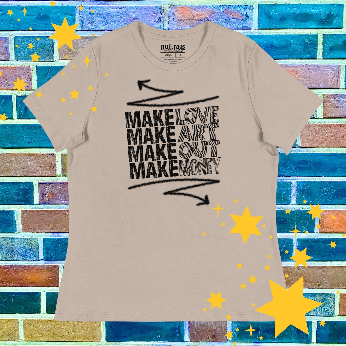 Femme Rebel Manifesto Tee: Make Love, Make Art, Make Out, Make Money XS-3XL