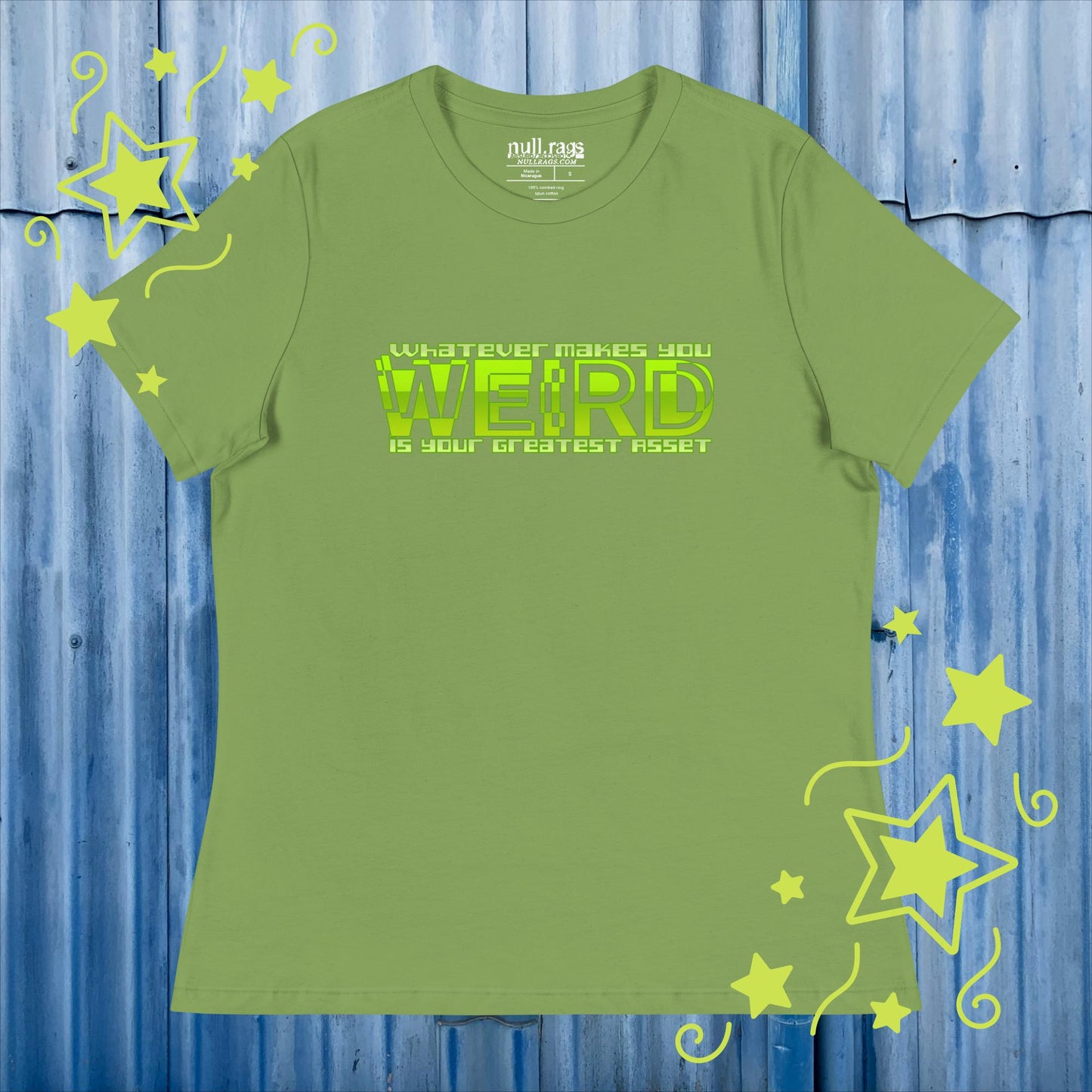 Celebrate Your Quirkiness: 'Whatever Makes You Weird Is Your Greatest Asset' Femme Fit Tee in Vibrant Green