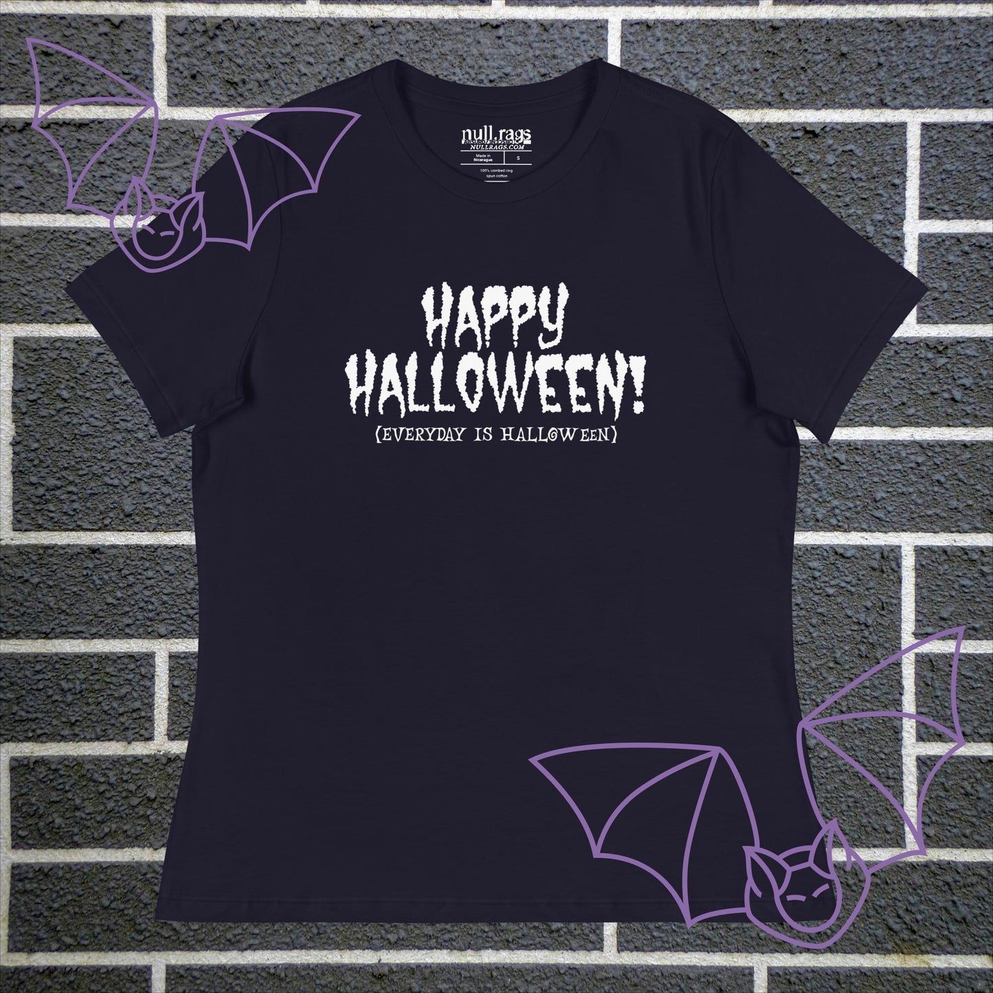 Spooktacular Style: 'Happy Halloween (Everyday is Halloween)' Femme Fit Tee - Embrace the Haunting Vibes
