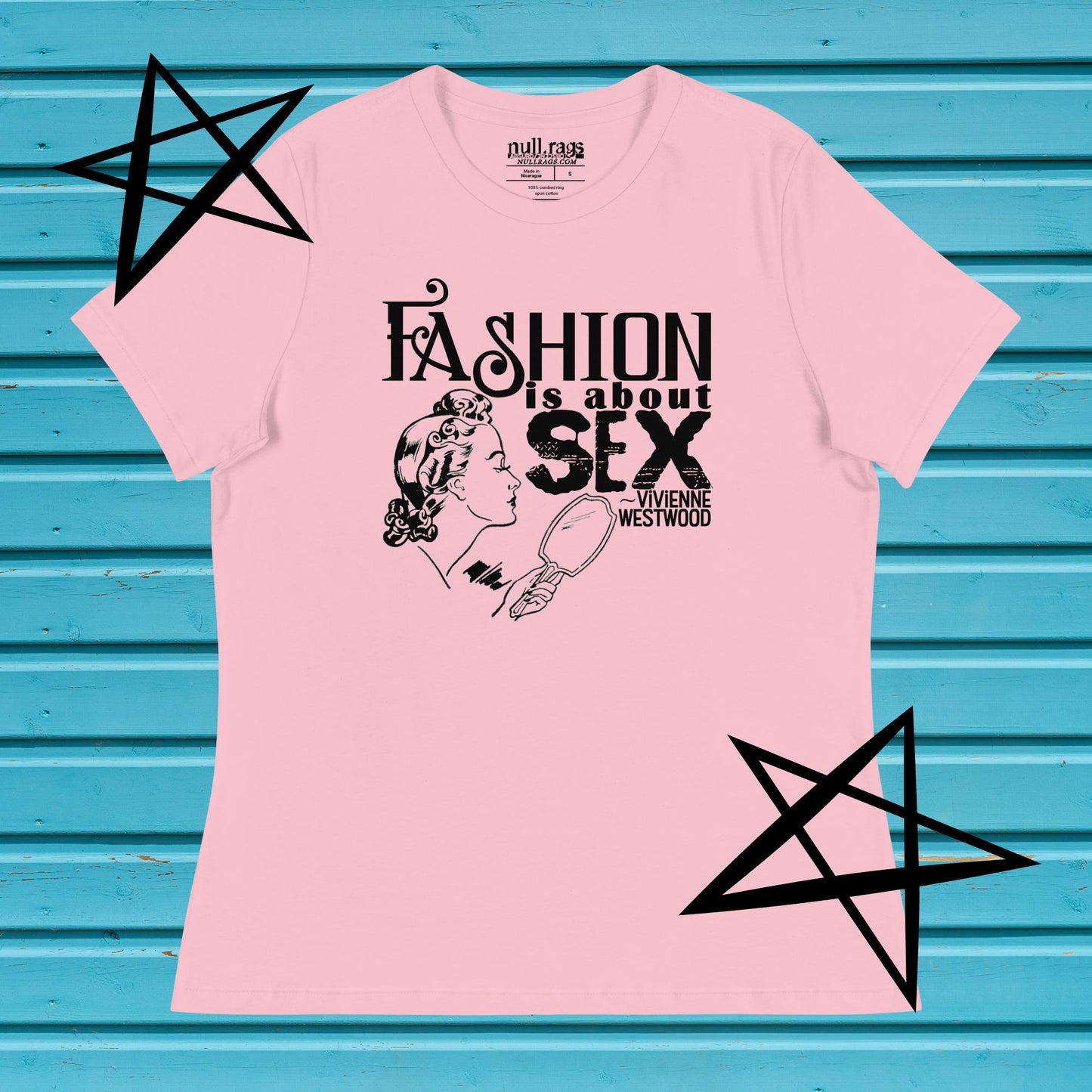 "Fashion Is About Sex" Femme Fit T-Shirt – Vivienne Westwood Quote, Queer-Owned, Punk Design, Sizes Up to 3XL
