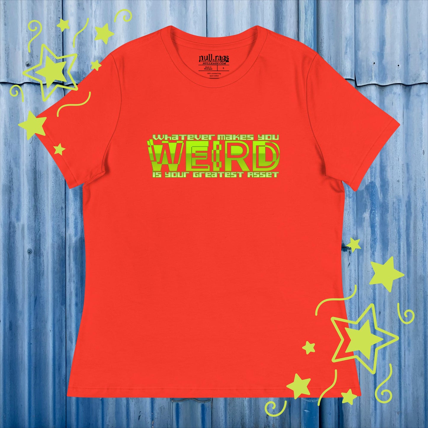 Celebrate Your Quirkiness: 'Whatever Makes You Weird Is Your Greatest Asset' Femme Fit Tee in Vibrant Green
