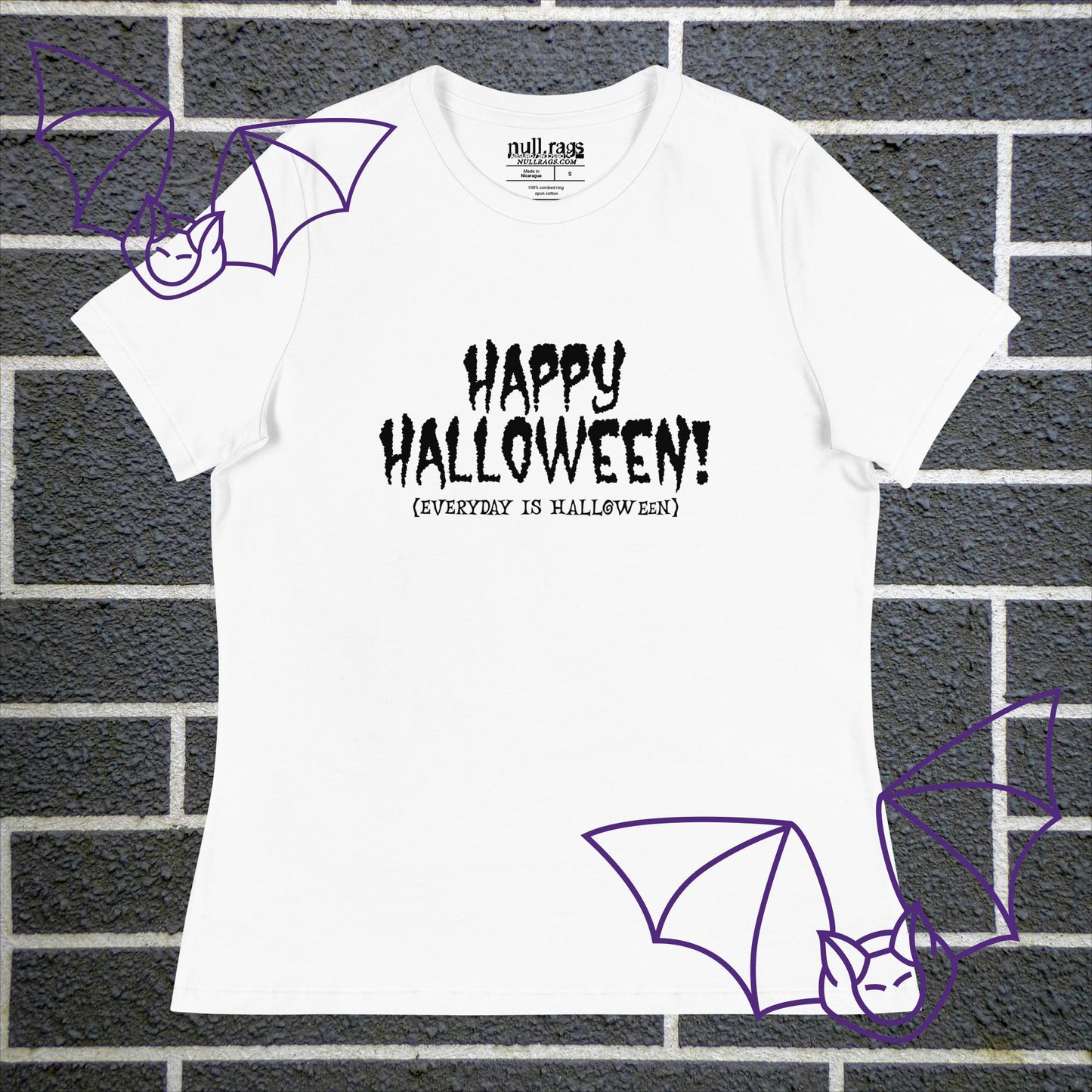 Spooktacular Style: 'Happy Halloween (Everyday is Halloween)' Femme Fit Tee - Embrace the Haunting Vibes