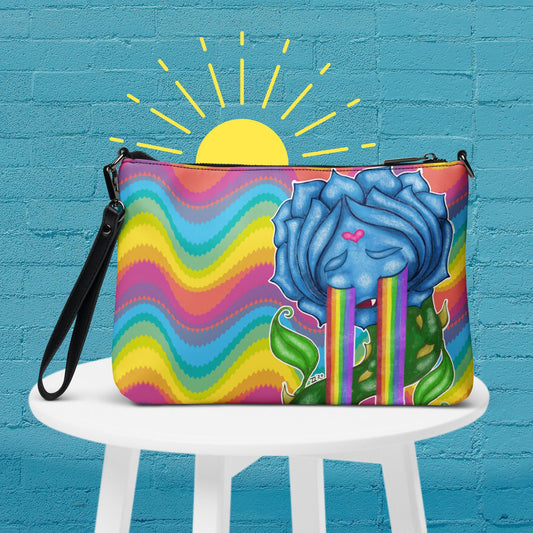 Sad Blue Rose Rainbow Crossbody Bag - LGBTQ Pride and Aesthetic