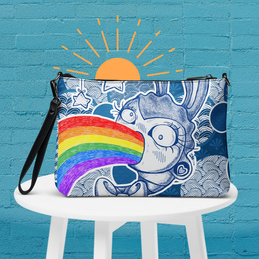 Bunny Vomiting Rainbows Crossbody Bag - A Colorful Queer Statement Piece